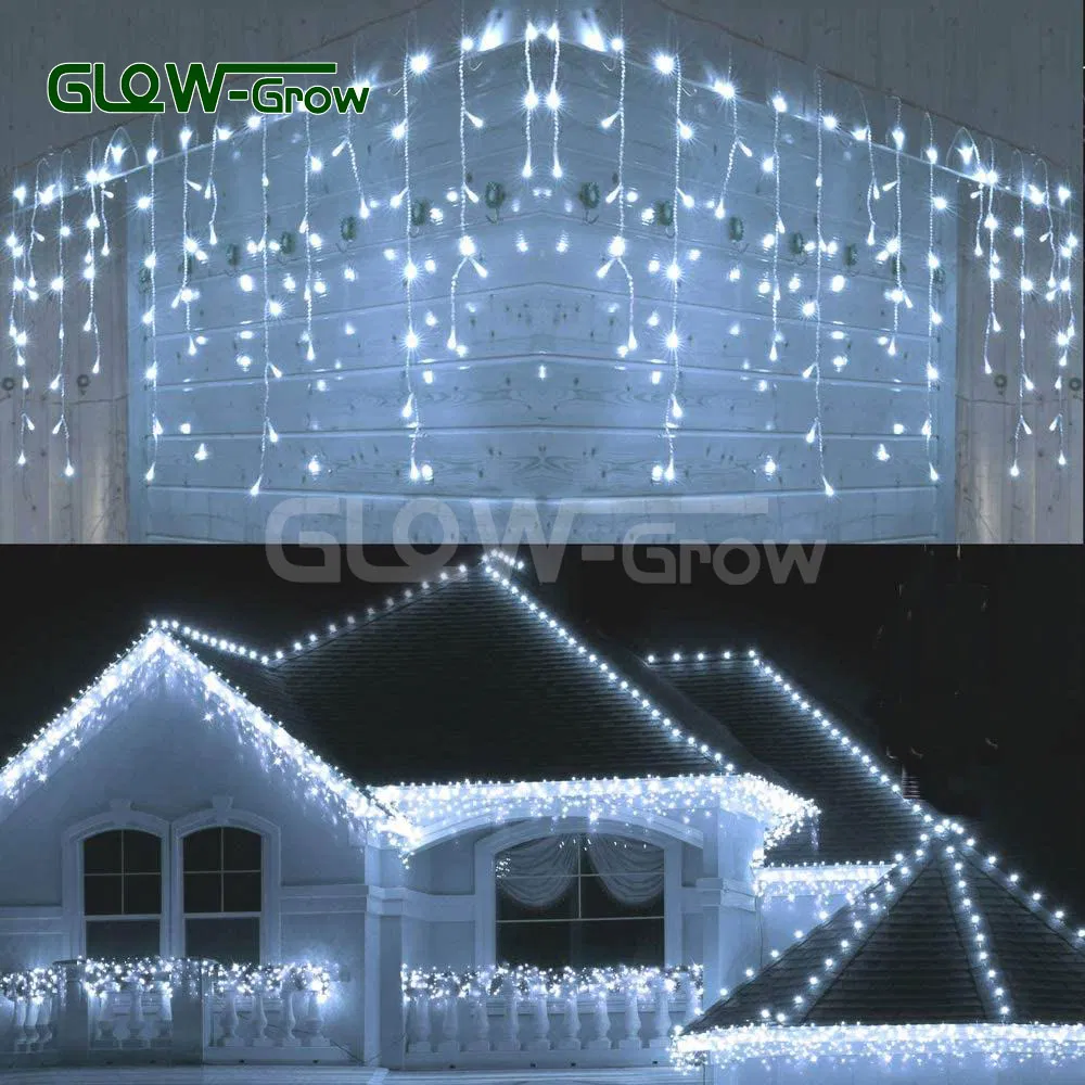 Luz de Fada Icicle LED Conectável à Prova d'Água Branco Quente IP65 para Decoração de Casa e Jardim ao Ar Livre durante as Festas