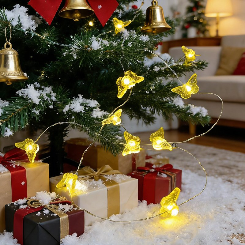 Melhores Vendas 20 Luzes de Fada em Forma de Borboleta com LED Alimentadas por Bateria - Luzes para Interior e Exterior para Decoração de Quarto, Casamento, Natal e Festa