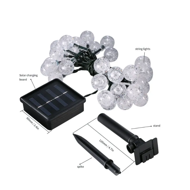 Fitas de Luzes LED Solares à Prova d'Água para Festa de Jardim ao Ar Livre Decoração de Natal com 3 Modos