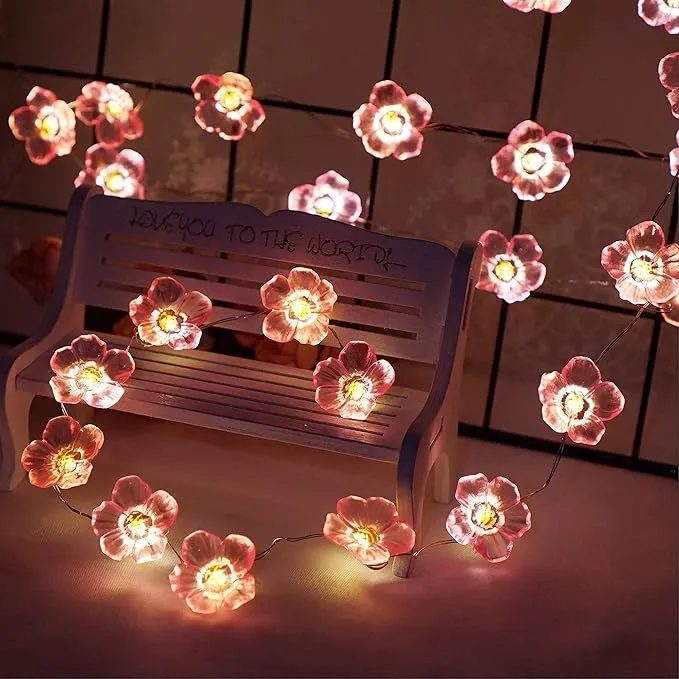 Guirlanda de flores de cerejeira com luzes de fada LED