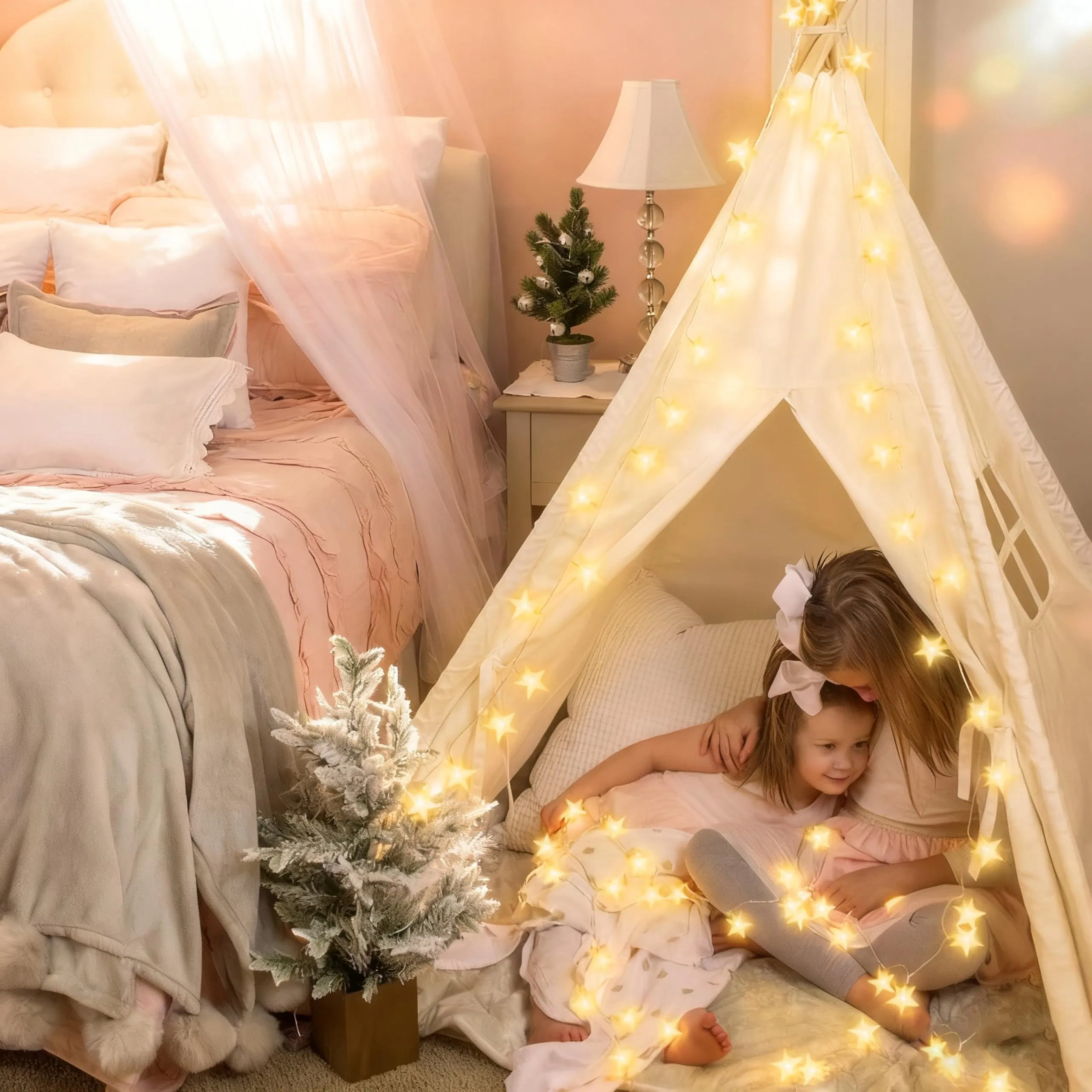 Luzes de Cordão Estrelas Brancas Quentes com Bateria 158in, 8 Modos Temporizador Automático para Decoração de Quarto Jardim Casamento