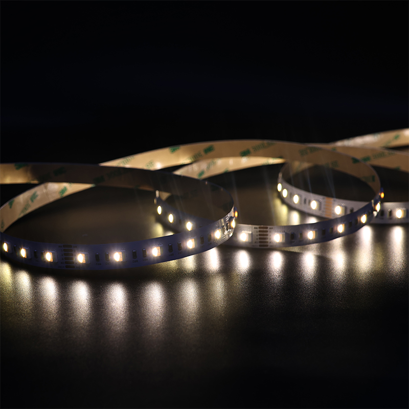 OEM e ODM 5 EM 1 24V SMD 5050 RGBCW Fita LED 60LEDs 12mm Ajustável 3000K-6000K com Controle Remoto para Luz de Fundo de TV, Sala de Jogos, Sinalização, Escada