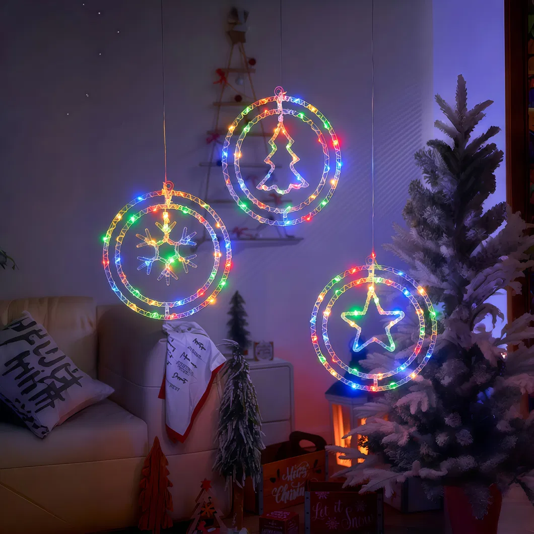 2-Color Luzes de Natal em Cordão LED Rotativas Alimentadas por Bateria