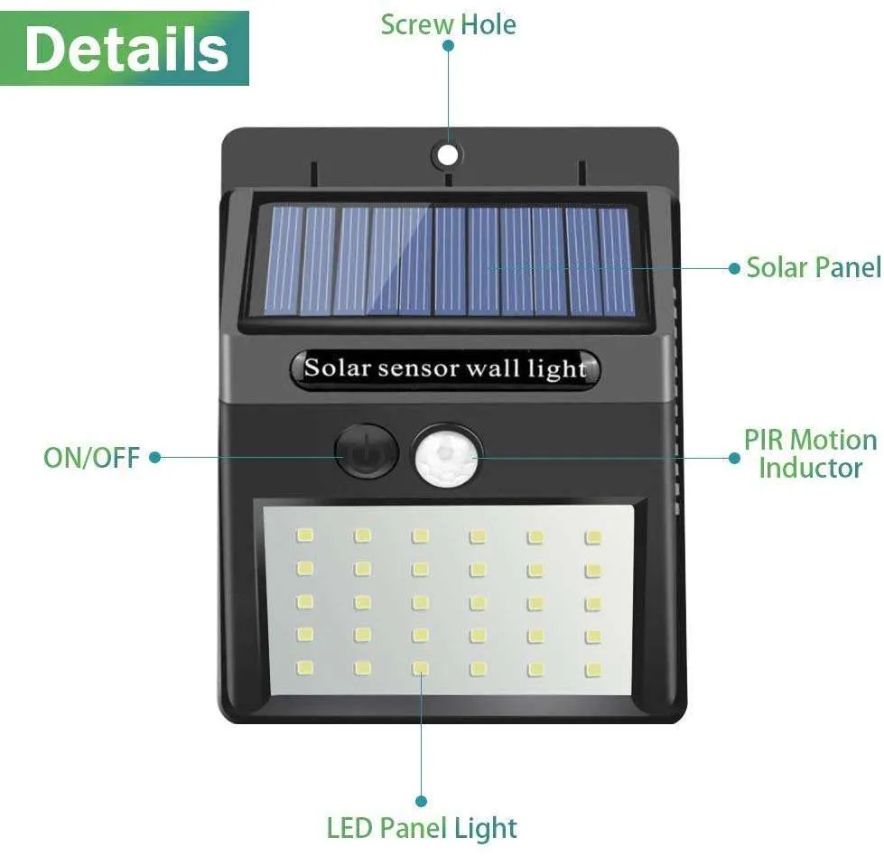 Luz de Segurança Solar Exterior com PIR
