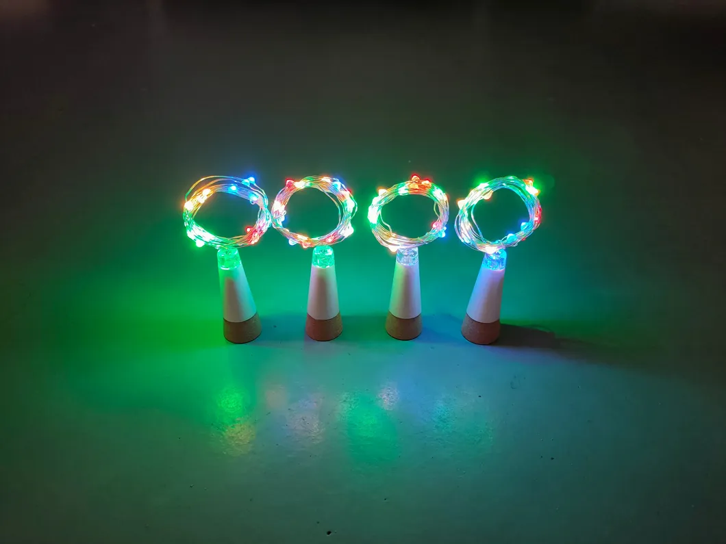 2m Luzes de Cordão 20PCS LED Branco Quente Festa Natal Decoração Casamento Alimentado por Baterias Carregamento USB Luz de Garrafa de Vinho
