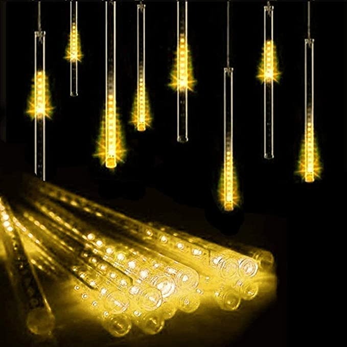 Luzes de Chuva de Meteoros Brancos Quentes, Gotas de Luzes de Círculo Icicle, Neve Caindo, Tubos de Gotas de Chuva, Luzes Cascata à Prova d'Água para Casamento, Natal, Decoração de Casa