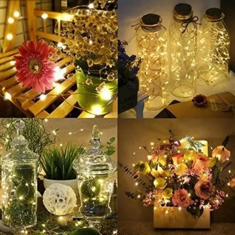 Iluminação de Natal em Cordão de Luzes LED Solar à Prova d'Água Quente Branca para Decoração de Fadas