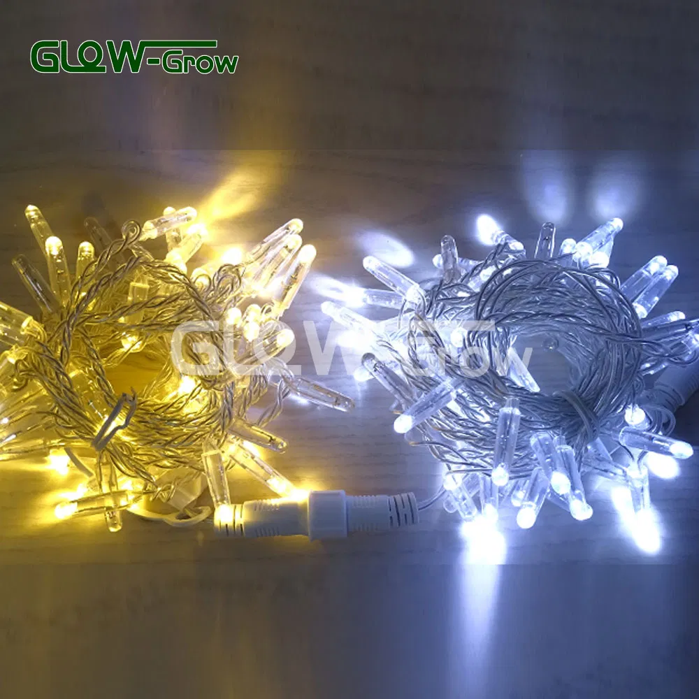 Fio de LED de Natal em Branco Quente CE RoHS PVC para Decoração de Férias ao Ar Livre no Pátio