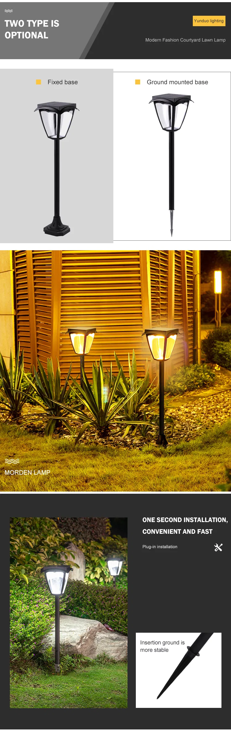 Lanterna de Jardim com Estaca Solar LED à Prova d'Água para Caminho Externo