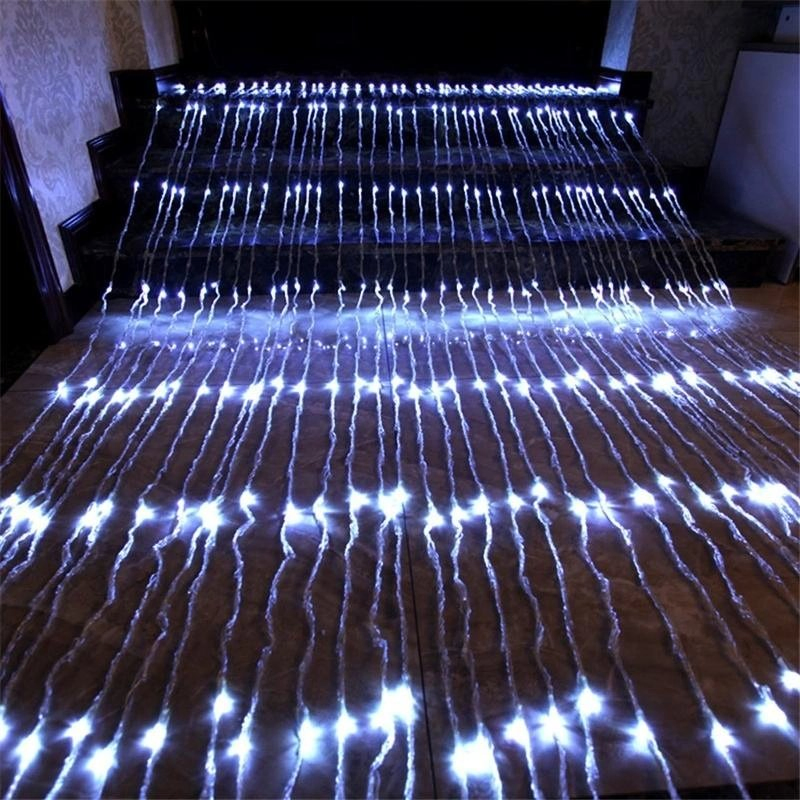 Chuva de Meteoros Luz Água Fluxo Cachoeira Cortina de Luz em Cordão