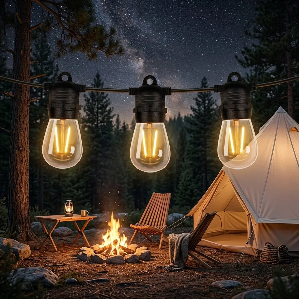 Shatterproof S14 LED Bulbs Weatherproof IP65 Connectable Vintage Edison Outdoor Hanging Lights for Cafe Garden Patio Festoon String Light