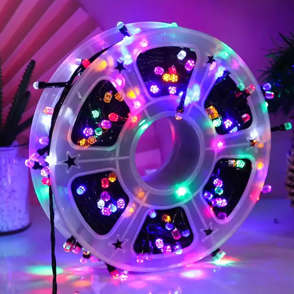 EU Plug 50m Por Rolo 240LEDs 220V Luzes de Natal em Corda com Bolas Foscas 8 Modo Branco Quente Colorido Luzes de Fadas para Casamento Decoração Opulenta