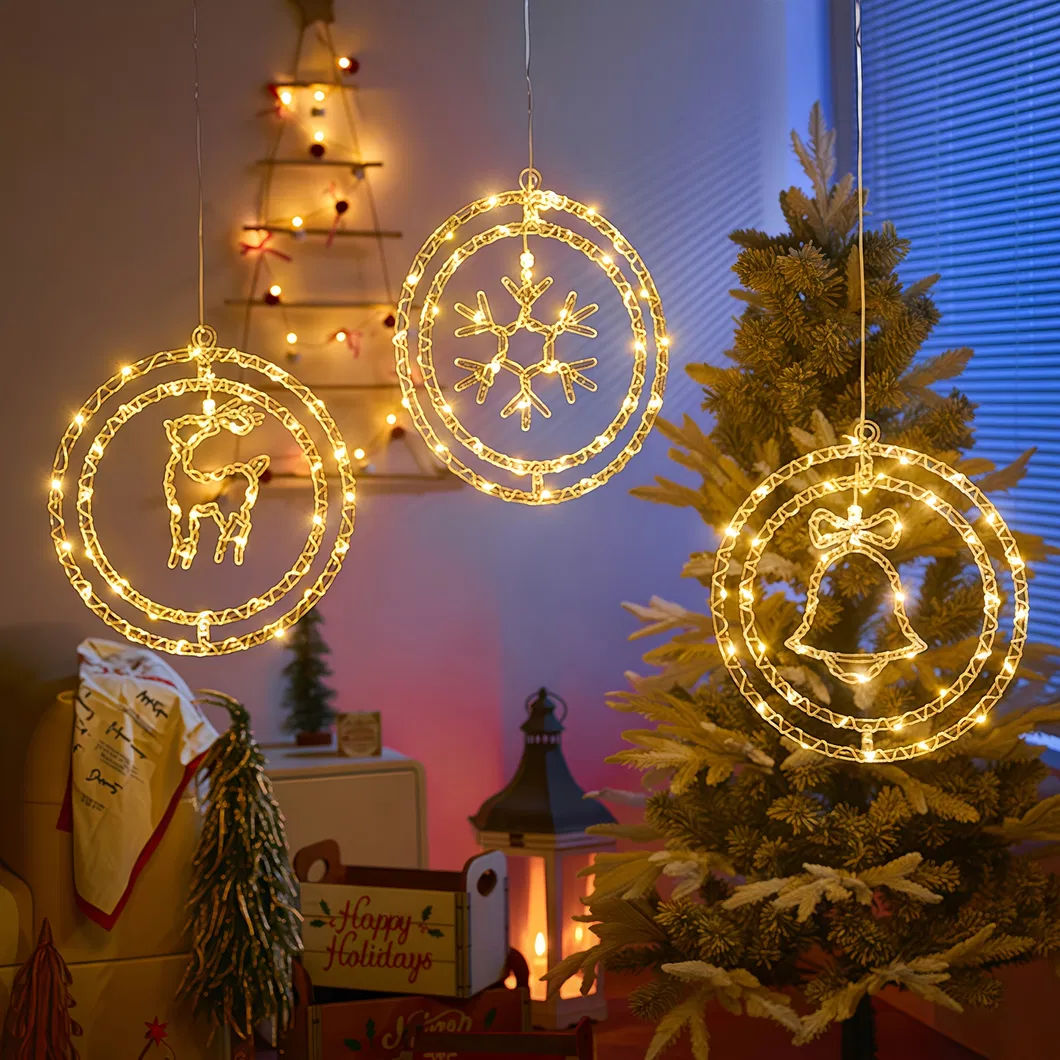 2-Color Luzes de Natal em Cordão LED Rotativas Alimentadas por Bateria