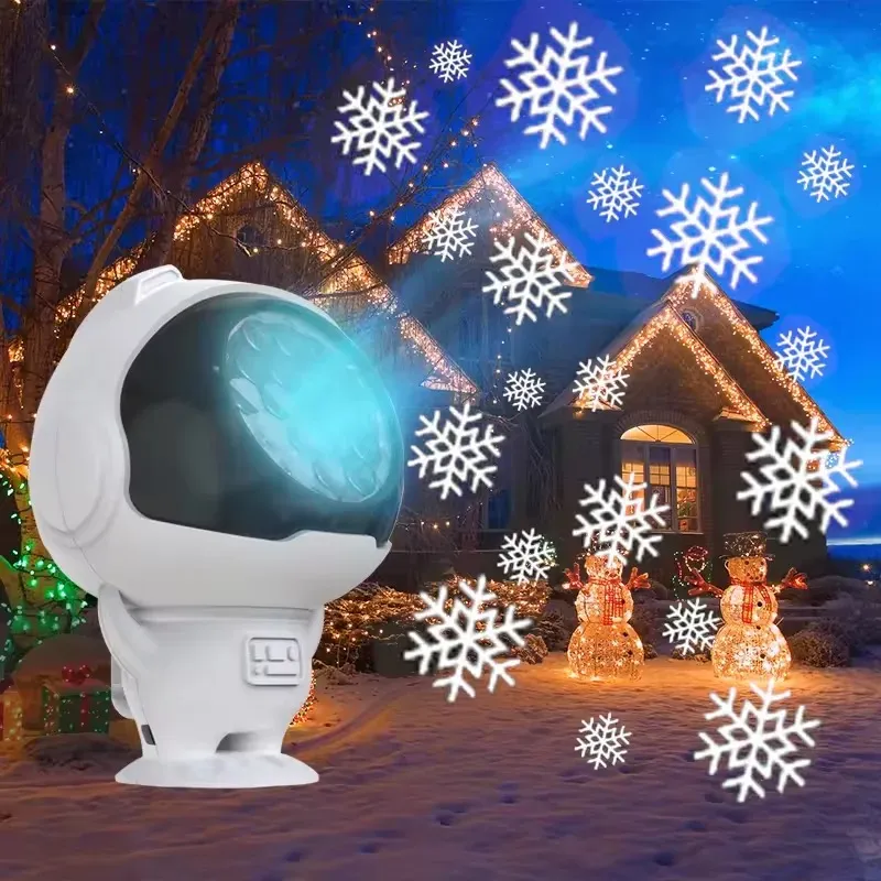 Luz projetora LED a laser de Natal RGB, astronautas, floco de neve, bola mágica, projetor de água em ripples, decoração de iluminação interna