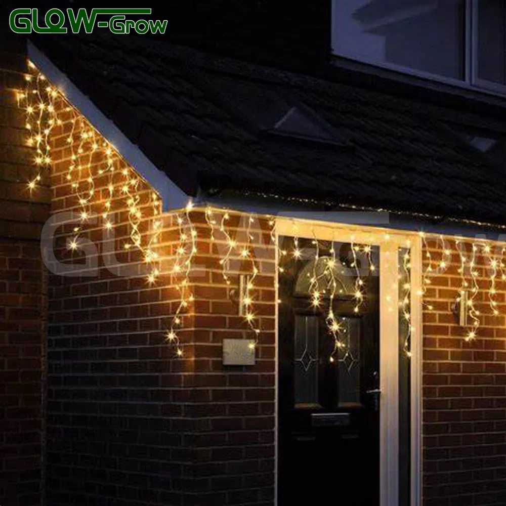 Luz de Fada Icicle LED Conectável à Prova d'Água Branco Quente IP65 para Decoração de Casa e Jardim ao Ar Livre durante as Festas