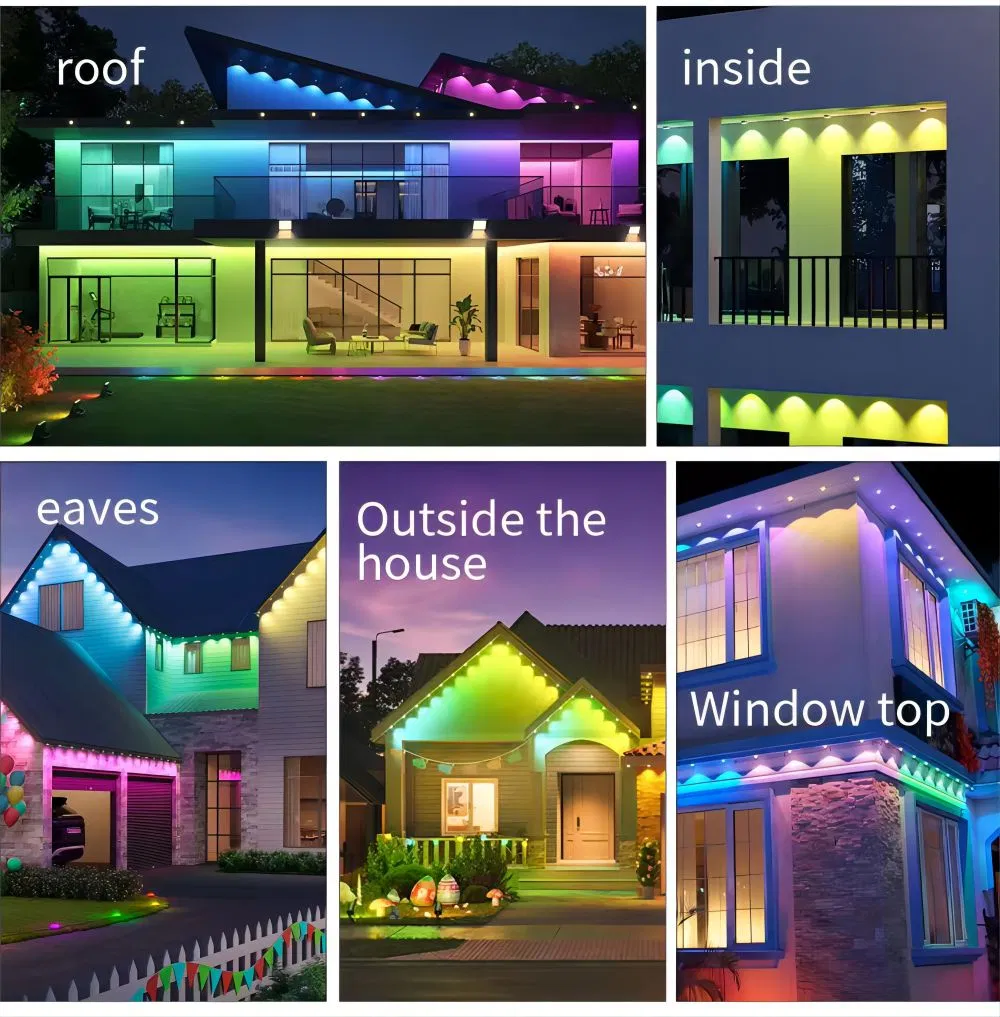 DMX512 15m 30 Luz RGB Pedra Preciosa Permanente Natal Pixel Luz Exterior à Prova d'Água Beiral Fita Inteligente LED Ponto Luz