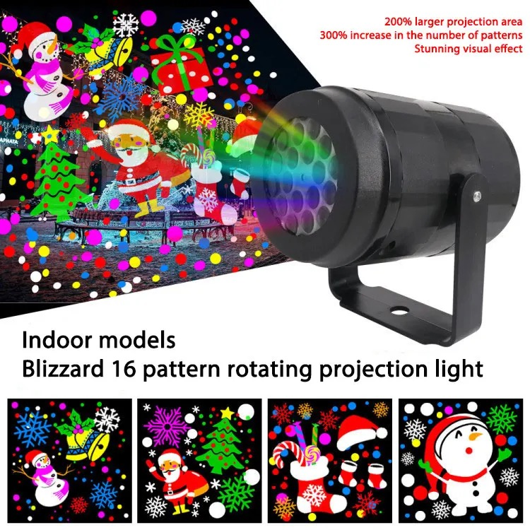 Decoração de Natal para Festa de Fim de Ano Interna Projetor de Luzes LED com Padrões de Floco de Neve a Laser 16