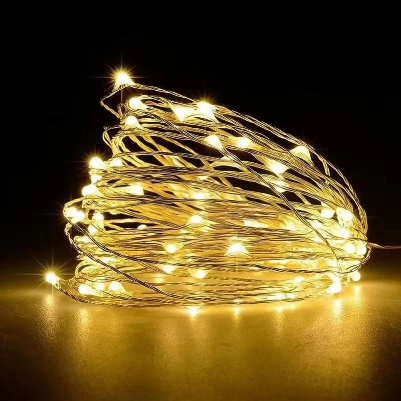 Fitas de Luzes de Fada LED com Controle Remoto Fio de Cobre 8mode Alimentadas por Bateria à Prova d'Água Decoração de Natal