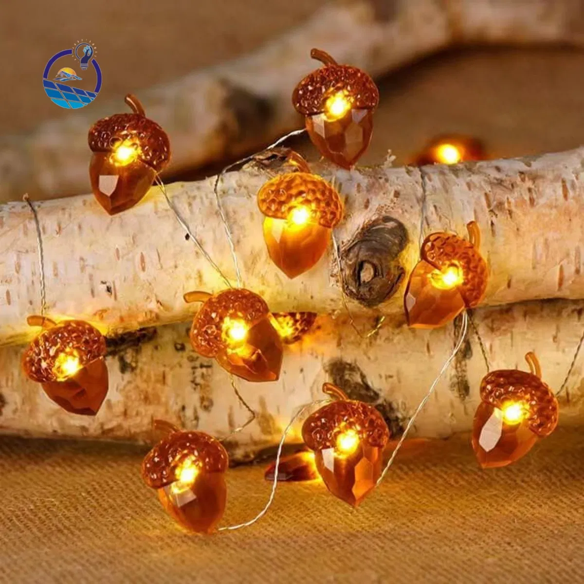 2m 20LED Battery Powered Acorn Shape Copper Wire Lights Christmas Decoration String Light