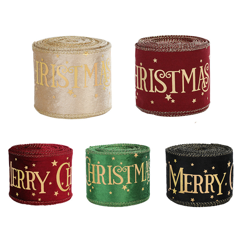 Produto Novo ODM Boutique Personalizado Fita de Natal Flock Santa Ornamentos Decoração para Porta da Frente