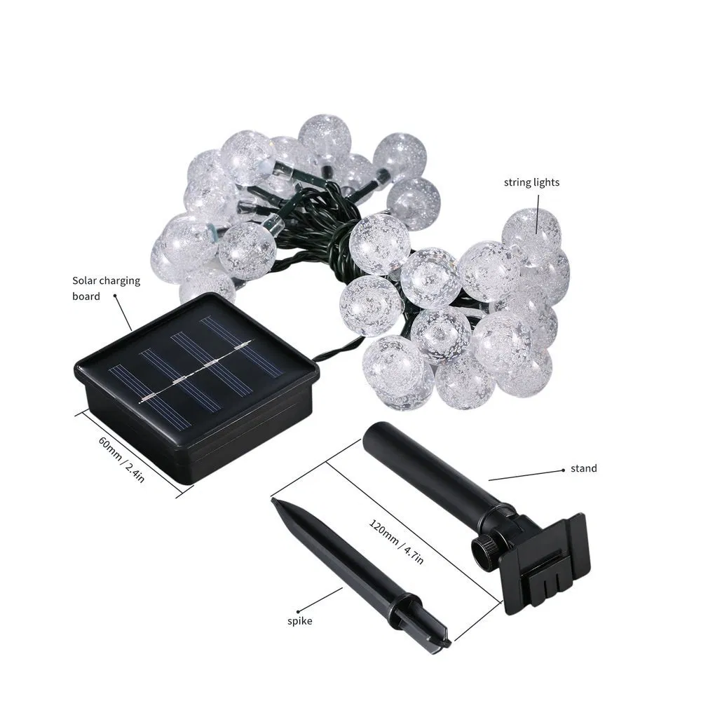 Fitas de Luzes LED Solares à Prova d'Água para Festa de Jardim ao Ar Livre Decoração de Natal com 3 Modos