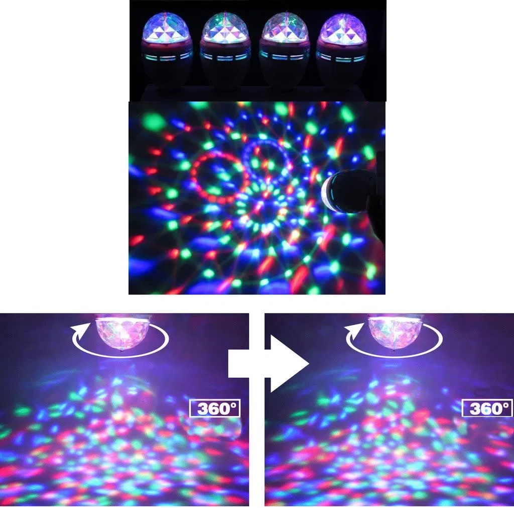 Luz de Palco LED RGB E27 Luz Laser para DJ KTV Disco Controle de Som Luzes de Festa Projetor de Natal Mini RGB 6W Bola Mágica de Cristal