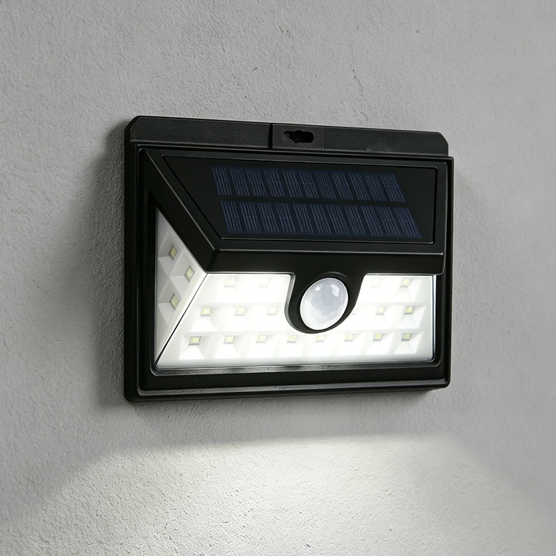 24 Luz de Parede Solar com Sensor de Movimento LED 3 Modos Lâmpada de Segurança Solar à Prova d'Água para Jardim Pátio Quintal Garagem Cerca