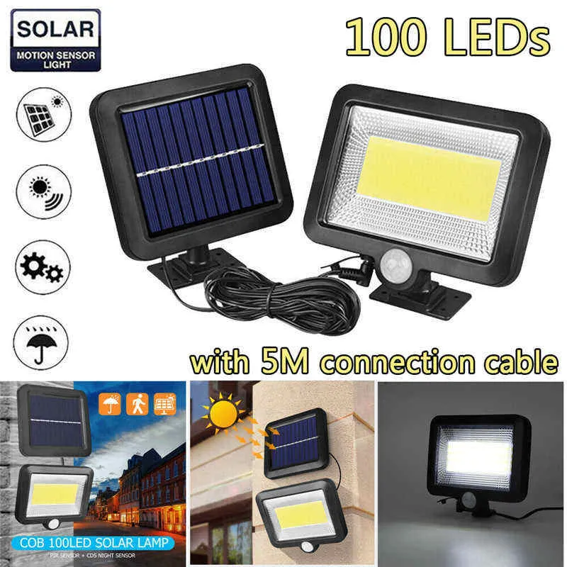 Iluminação Solar com Sensor de Movimento LED COB para Segurança Noturna no Jardim Externo 100