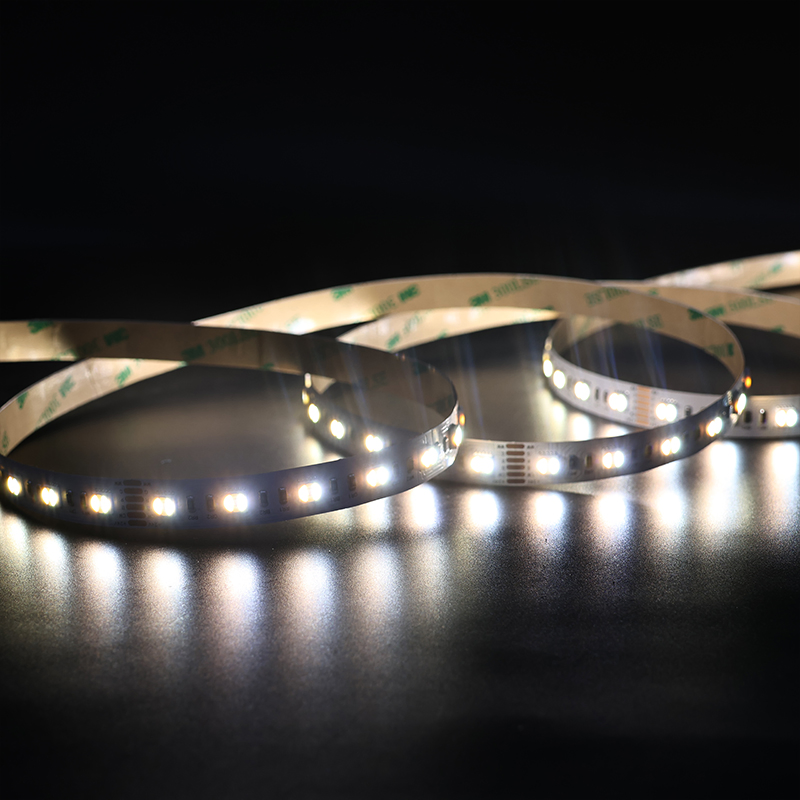 OEM e ODM 5 EM 1 24V SMD 5050 RGBCW Fita LED 60LEDs 12mm Ajustável 3000K-6000K com Controle Remoto para Luz de Fundo de TV, Sala de Jogos, Sinalização, Escada