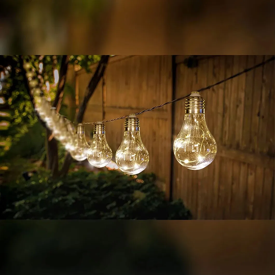 Luzes de Cordão LED Edison Vintage com Energia Solar, Luzes para Pátio Externo à Prova d'Água