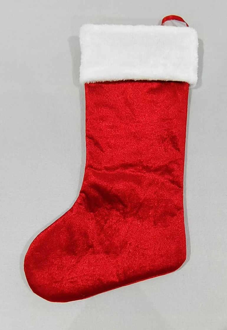 Meias de Natal OEM Atacado Brilhantes de Veludo Grosso Ornamentos de Papai Noel Produtos de Decoração para Escada