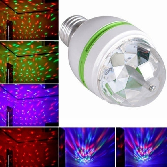 Luz de Palco LED RGB E27 Luz Laser para DJ KTV Disco Controle de Som Luzes de Festa Projetor de Natal Mini RGB 6W Bola Mágica de Cristal