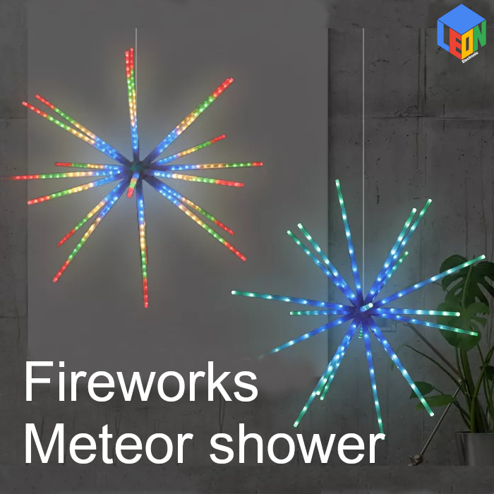 Controle de Som de Música por APP Bluetooth e Remoto, Luzes de Cordão de Estrela Cadente Meteor Shower DIY para o Festival de Natal, Fogo de Artifício, Guirlanda de Fadas para Exterior, Luzes Piscantes