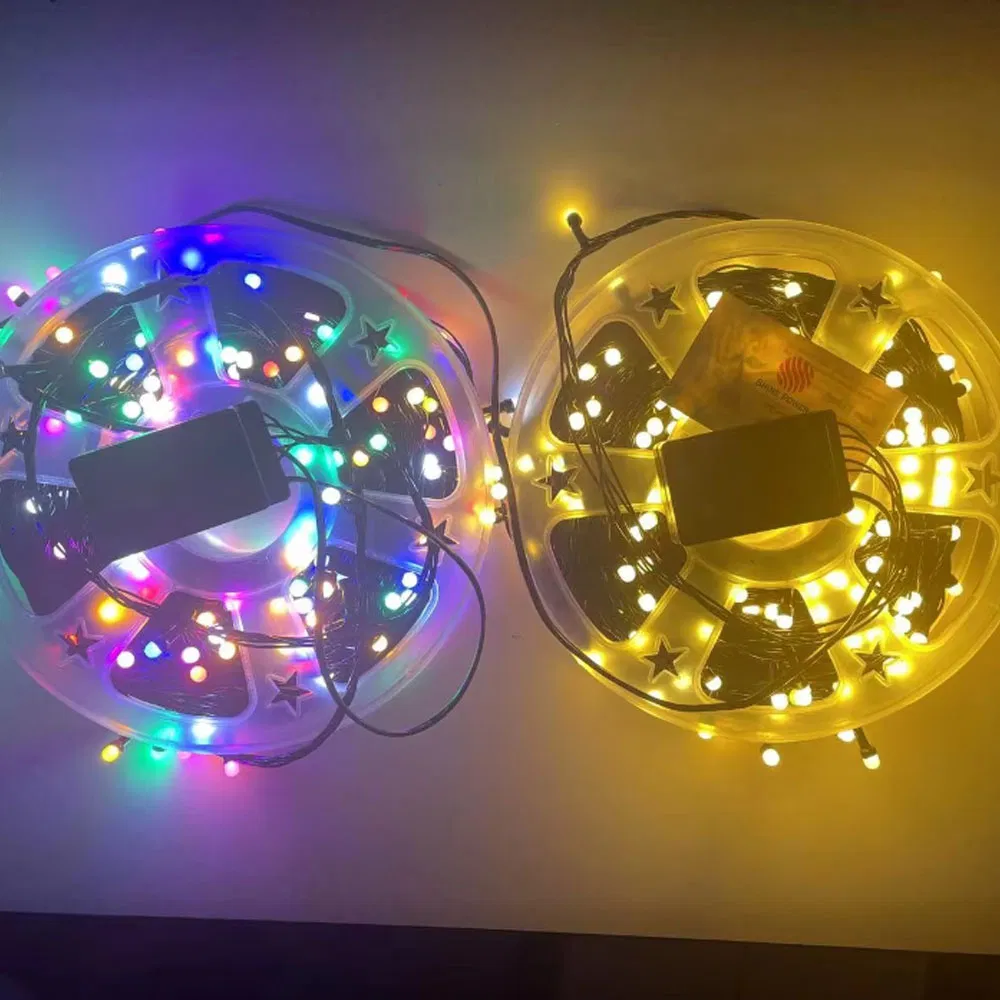 EU Plug 50m Por Rolo 240LEDs 220V Luzes de Natal em Corda com Bolas Foscas 8 Modo Branco Quente Colorido Luzes de Fadas para Casamento Decoração Opulenta