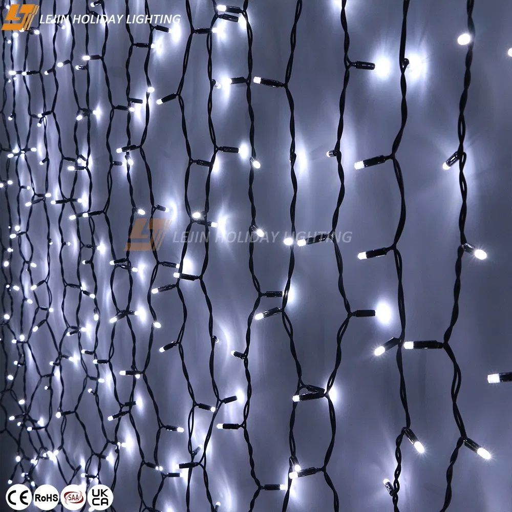 CE RoHS SAA Decoração de Casamento ao Ar Livre, Festival de Natal, Luzes de Cortina de LED Brancas Personalizadas à Prova d'Água IP65