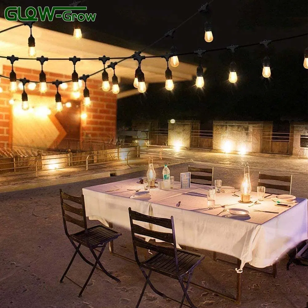Luzes de Cordão LED Solar com Lâmpadas Edison Vintage para Decoração de Jardim e Casa ao Ar Livre