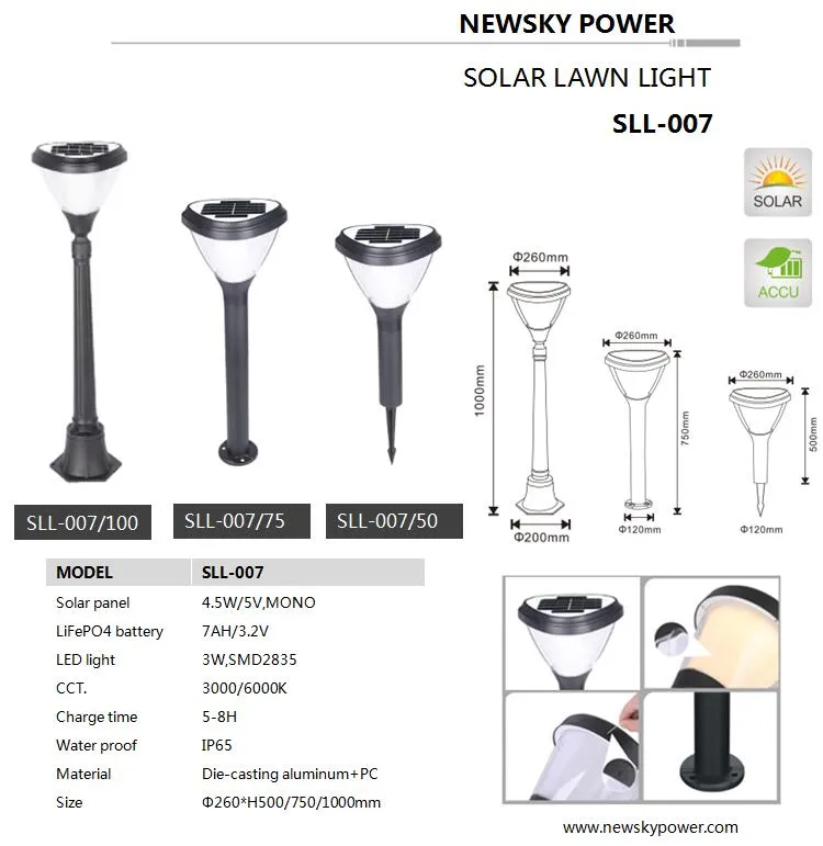 Lâmpada Solar para Jardim com LED à Prova d'Água e Dissipação Rápida de Calor