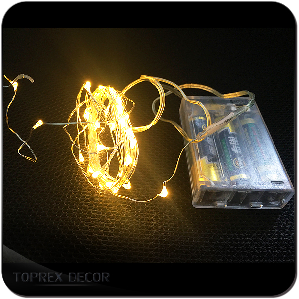 Enfeites de Árvore de Natal Temáticos Luzes de Fada LED com Fio de Cobre Puro Branco Quente Alimentadas por Bateria para o Quarto