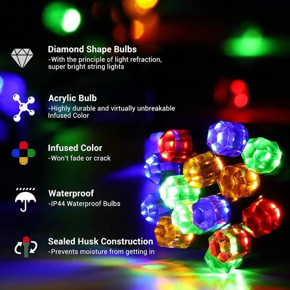 EU Plug 50m Por Rolo 240LEDs 220V Luzes de Natal em Corda com Bolas Foscas 8 Modo Branco Quente Colorido Luzes de Fadas para Casamento Decoração Opulenta