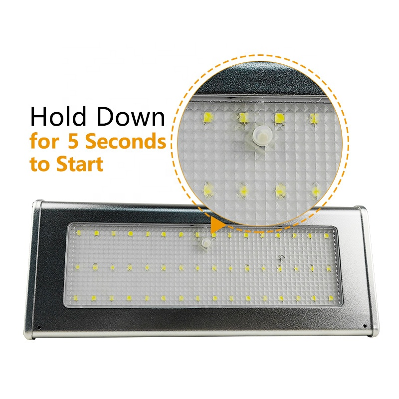 Lâmpada de Segurança Super Brilhante à Prova d'Água em Alumínio com Bateria de Lítio, 48 LEDs, 1100lm, Luz de Parede Solar com Sensor de Movimento por Radar
