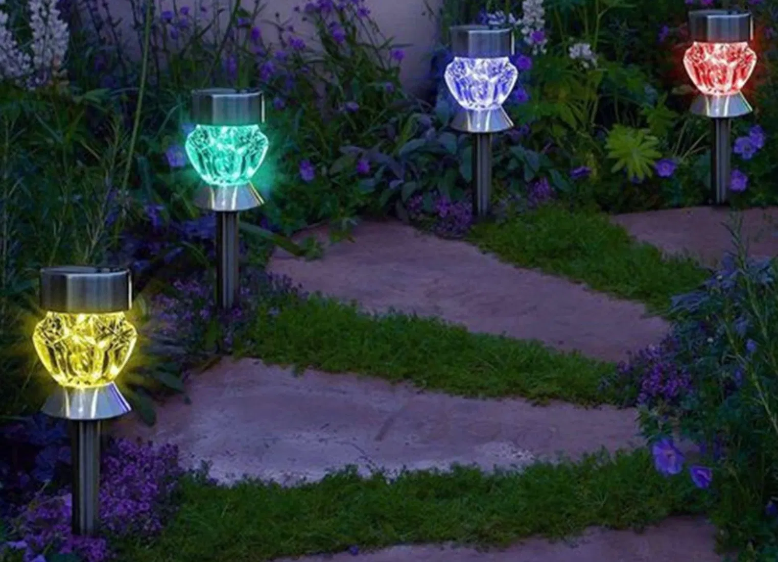 Lâmpada de Caminho Solar LED RGB para Paisagismo ao Ar Livre, Iluminação Decorativa para Jardim, Lanterna de Jardim à Prova d'Água, Luz de Gramado de Qualidade