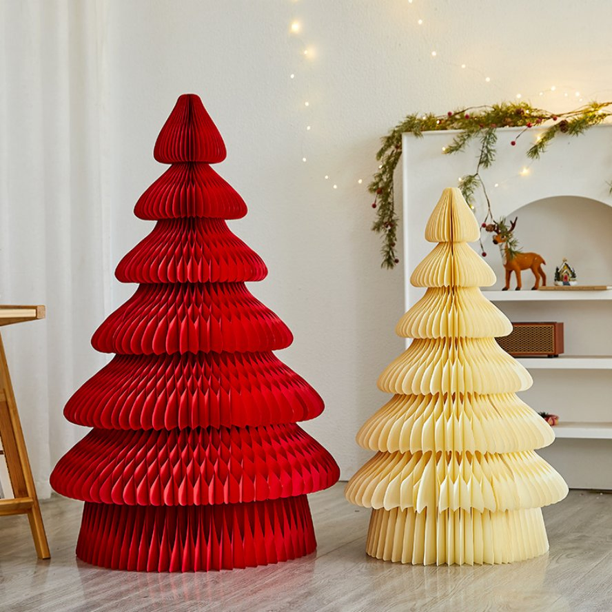 em Promoção Artesanal Personalizado Papel 3D Dobrável Árvore de Natal Ornamentos do Papai Noel Decoração Produto de Presente para Encosta da Montanha