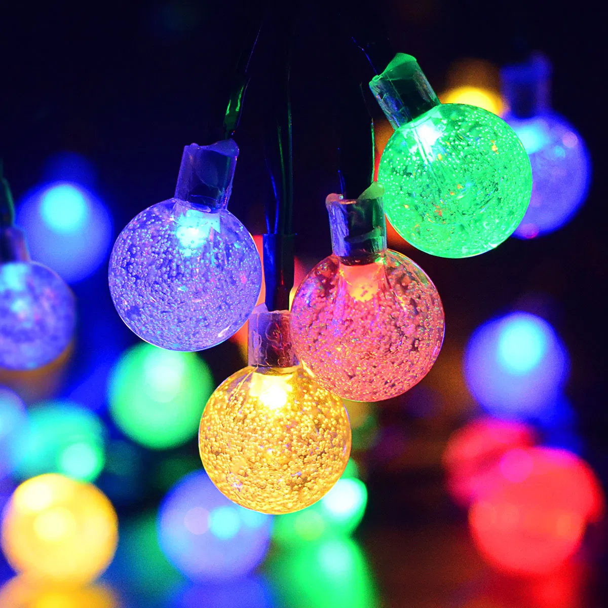 Fitas de Luzes LED Solares à Prova d'Água para Festa de Jardim ao Ar Livre Decoração de Natal com 3 Modos