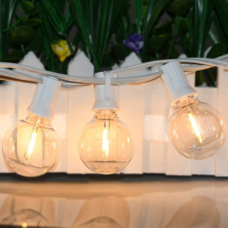 100FT Luzes de Cordão Externas à Prova d'Água St38 Luzes de Pátio LED em Globo com 24 Lâmpadas Vintage Edison