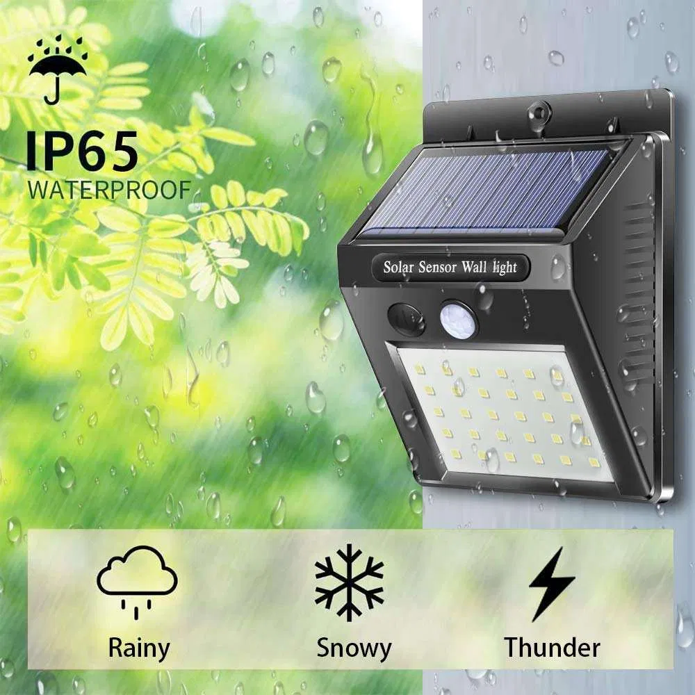 18650 Luz Solar de Movimento com Sensor PIR para Parede, LED Solar à Prova d'Água, Montada na Parede, Alimentada por Bateria, Luz Noturna Externa