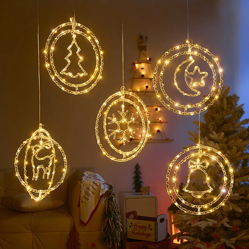 2-Color Luzes de Natal em Cordão LED Rotativas Alimentadas por Bateria