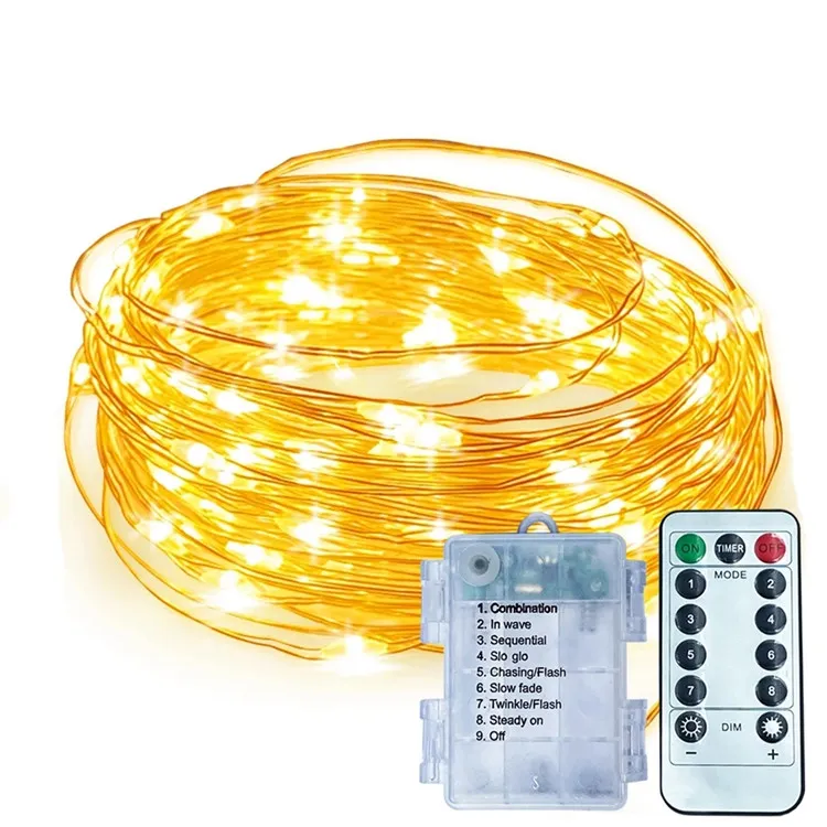Fios de Luzes de Natal LED Decoração para Casa Impermeável Branco Quente Branco Frio/RGB Color10m 100m 200m Luzes de Fada LED com Controle Remoto Carregamento USB