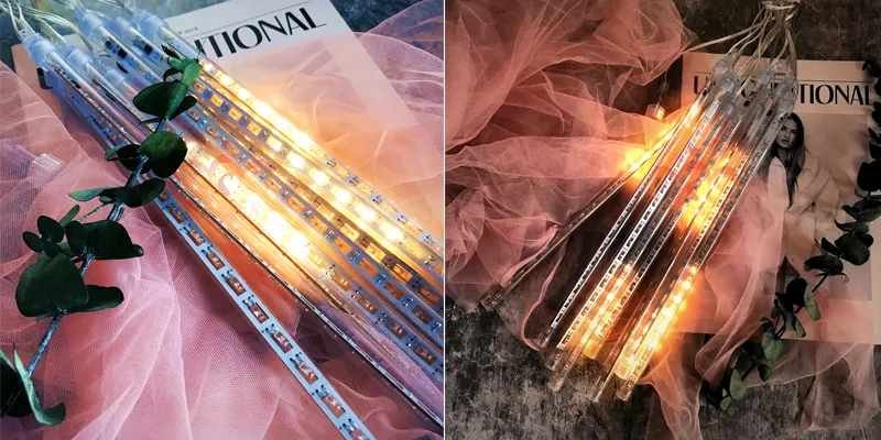 50cm 8 Tubos Luzes de Natal Decoração Externa Tubo Mini LED Luzes de Chuva de Meteoros