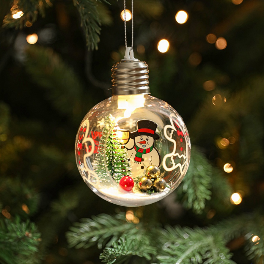 Produto de Decoração de Natal Artesanal Premium OEM, Bola Transparente Brilhante, Ornamentos de Natal do Papai Noel, Disponível em Estoque para Campo de Golfe