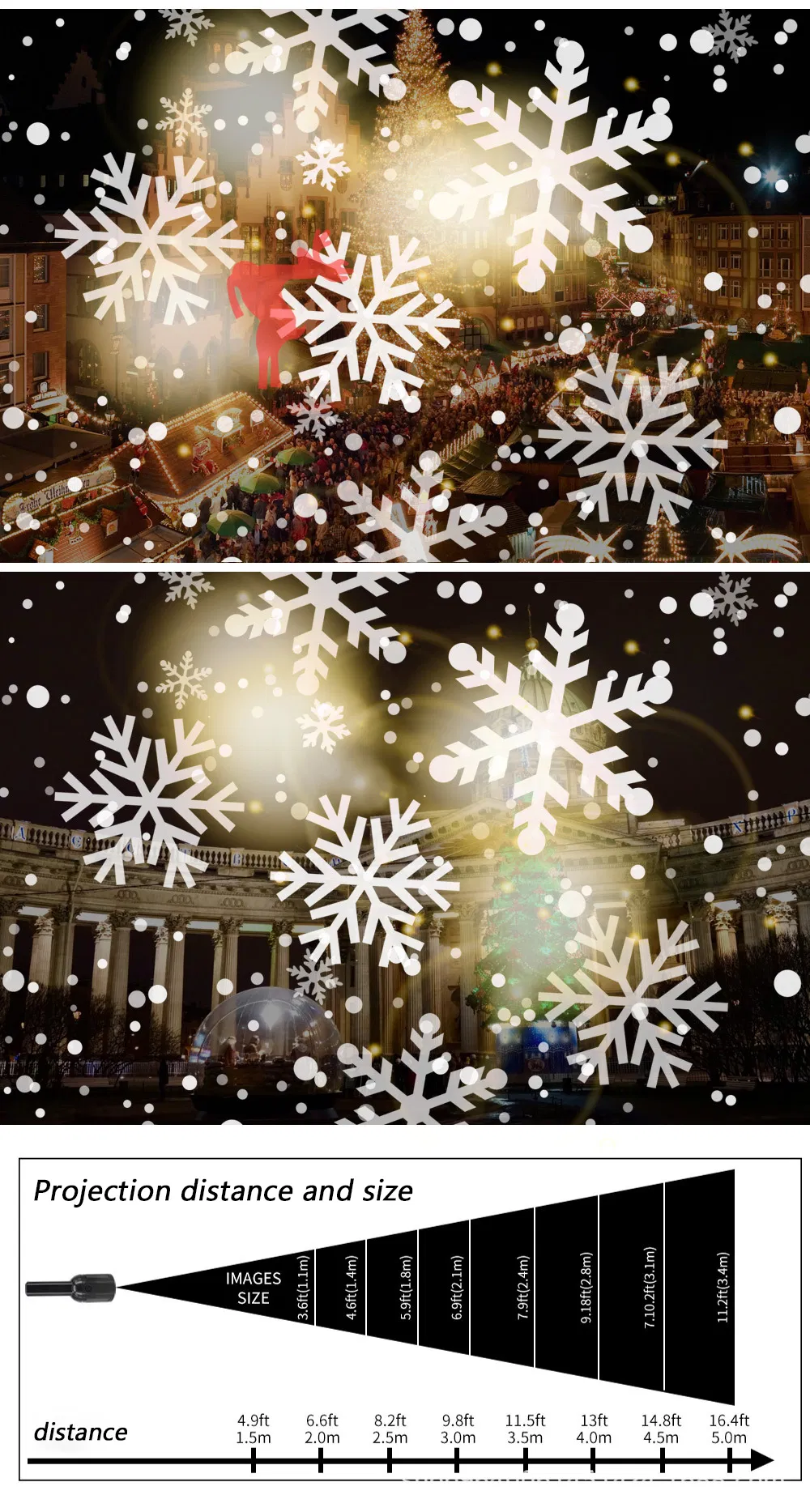 Projetor de Luz de Neve de Natal, Luz de Projeção de Floco de Neve LED Rotativa à Prova d'Água, Luz de Projeção de Natal LED